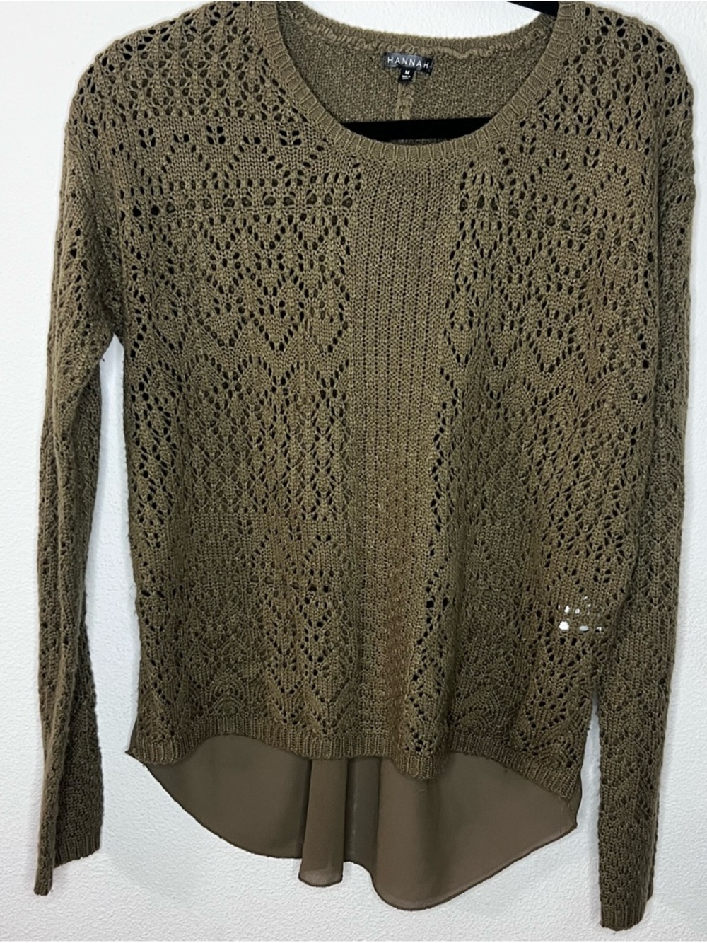 Hannah Olive Knit Layered Hem Sweater